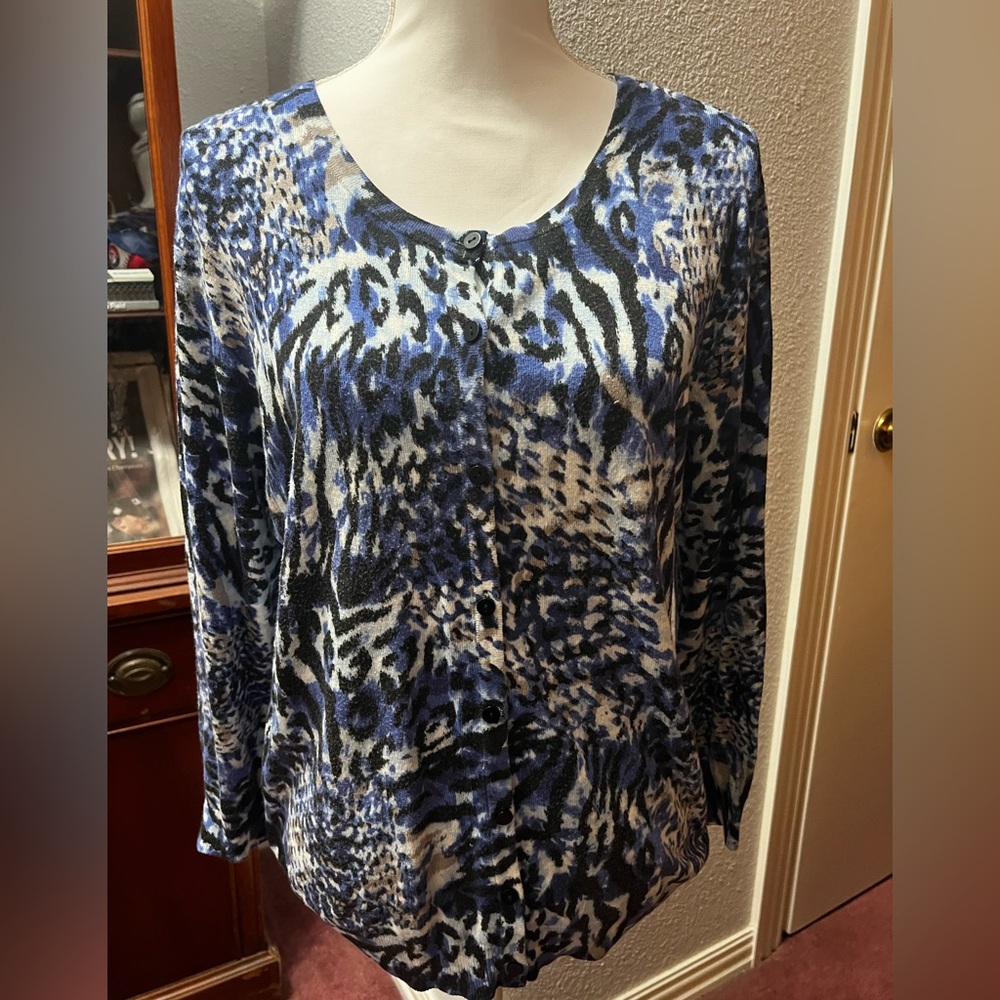 Joseph Blue and Black Patterned Button Down Shirt